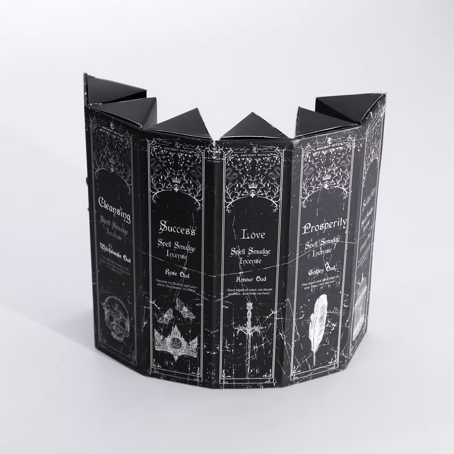 Set 5 Inciensos Hechizos de Brujas Antiguas + Porta Incienso Kit Magia Completo