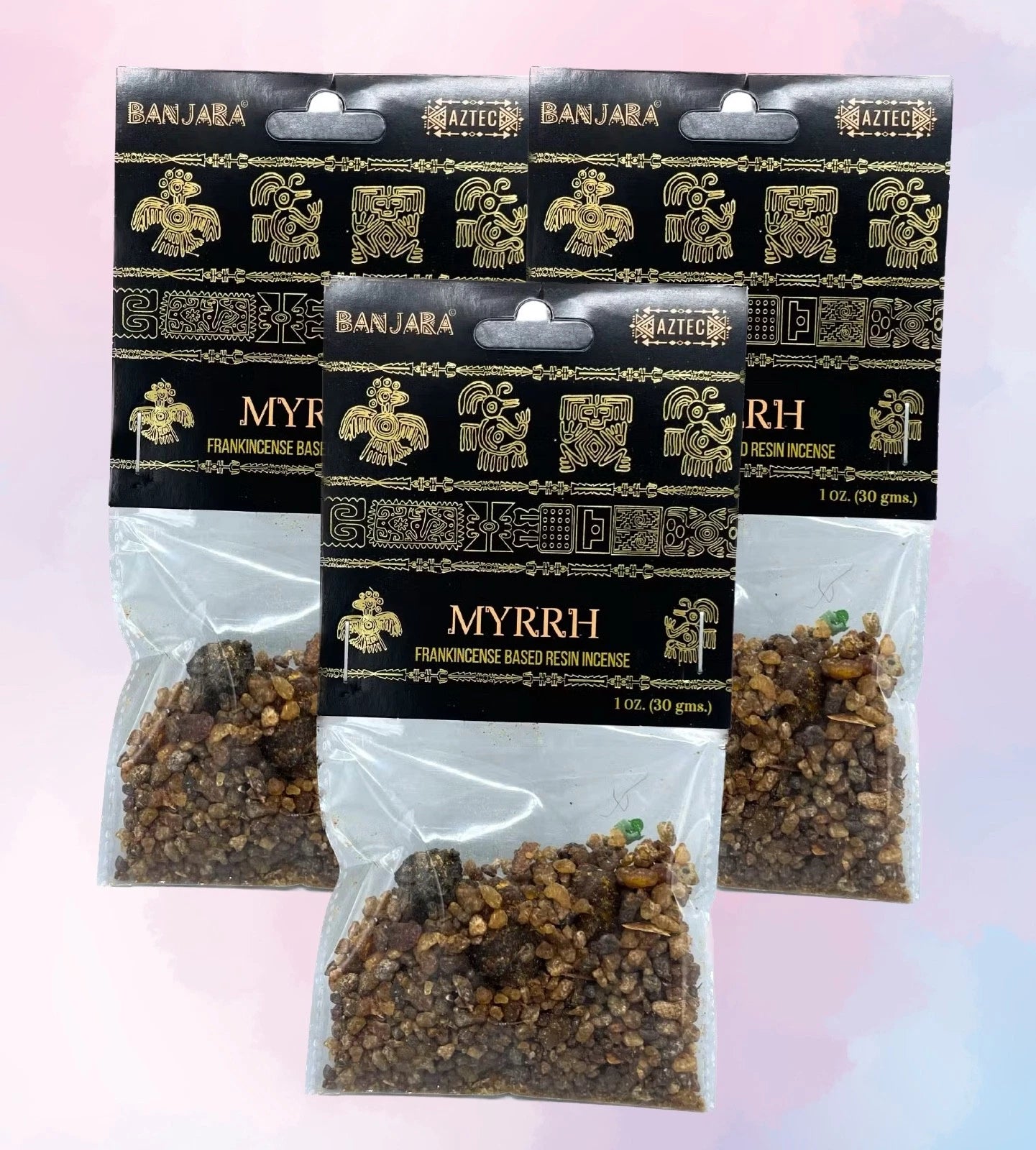 Pack 3x Incienso Resina de Árbol Banjara Mirra - Purificación sagrada Protección