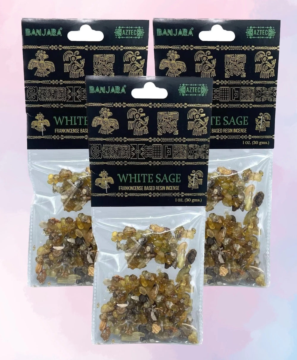 Pack 3x Incienso Resina de Árbol Banjara Salvia Blanca -Purificación Intensa