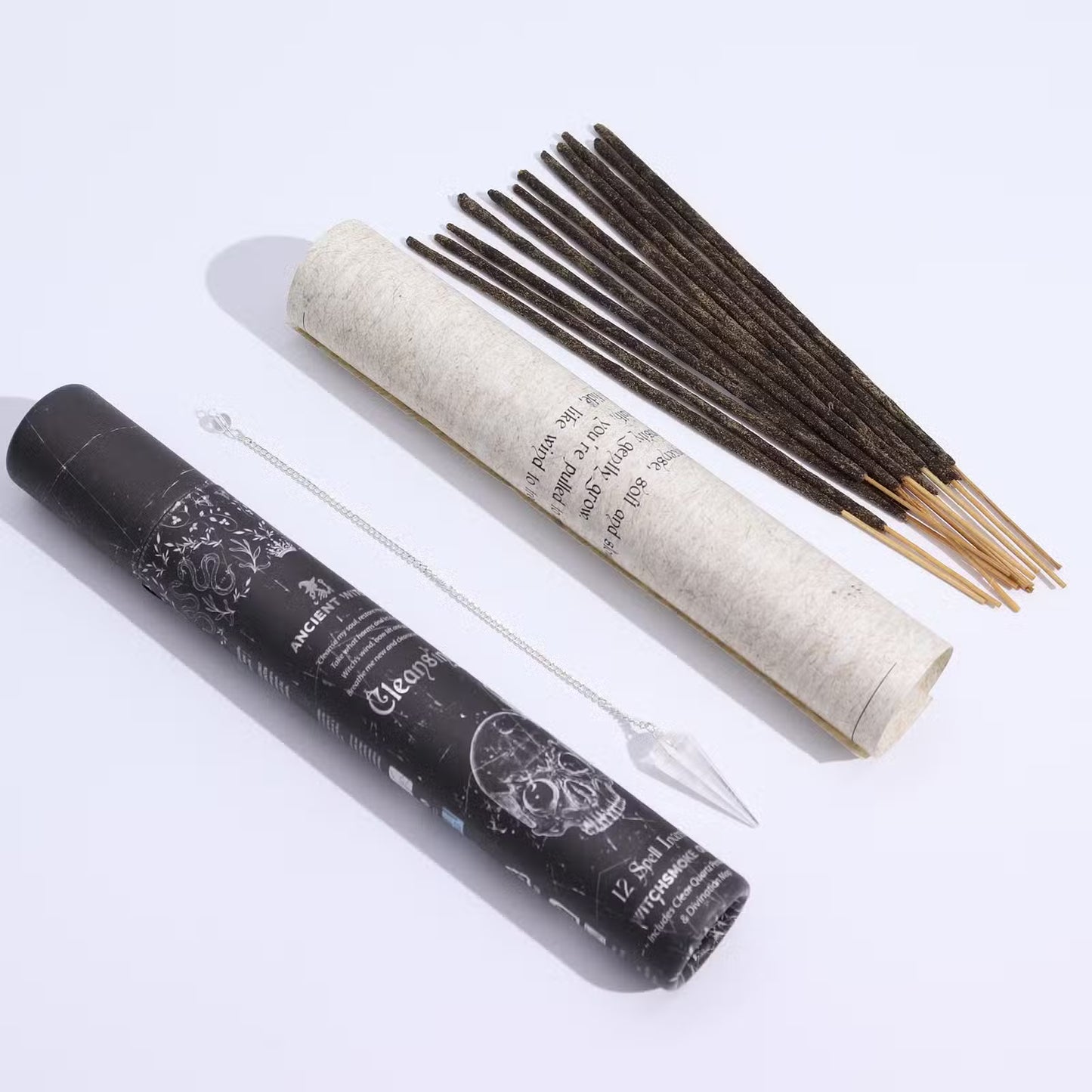 Incienso Hechizos de Brujas Antiguas Limpieza + Péndulo Cristal de Roca - Kit