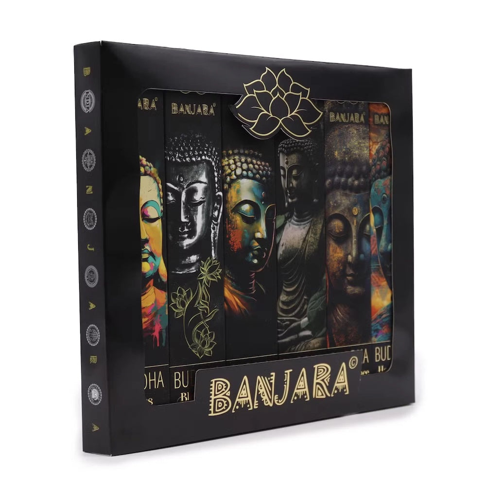 INCIENSO DE BUDA BANJARA DE LA INDIA X6 AROMAS PREMIUM MEDITACIÓN PAZ FELICIDAD