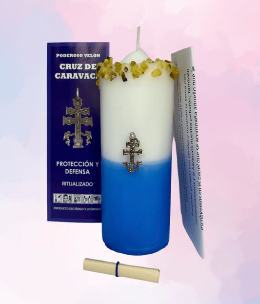 Velón Preparado Cruz de Caravaca – Para Protección Espiritual Profunda y Bendición del Hogar