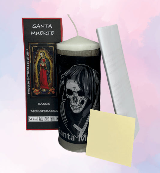 Velón Preparado Santa Muerte Negro – Para Protección Extrema y Cortar Maldiciones