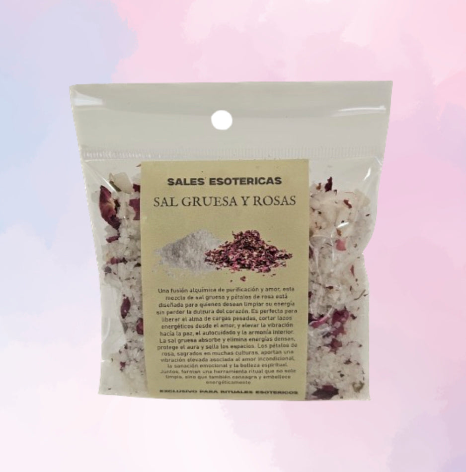 Sal Gruesa y Rosas 70g | Preparado Esotérico para Purificación Dulce y Armonía