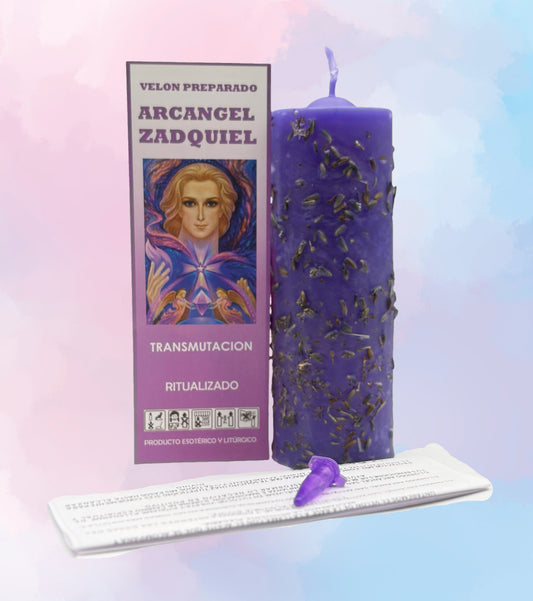 Velón Preparado Arcángel Zadquiel – Para Transmutación, Perdón y Liberación Emocional