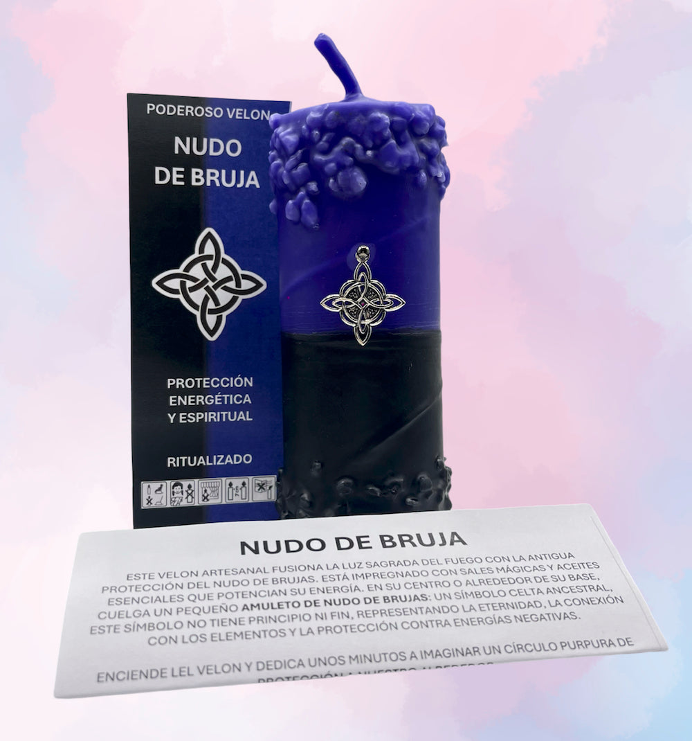 Velón Ritualizado "Nudo de Bruja" – Para Romper Hechizos y Cortar Ataduras
