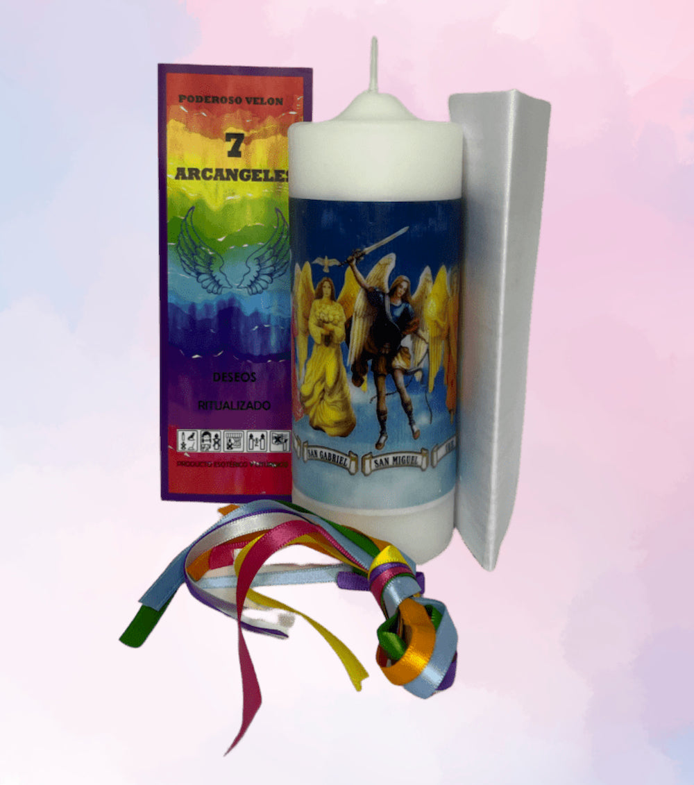 Velón Preparado 7 Arcángeles – Para Protección Completa, Abundancia y Luz Celestial