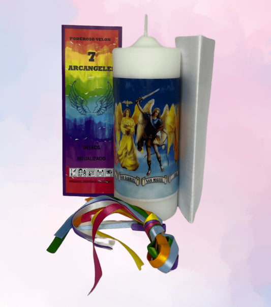 Velón Preparado 7 Arcángeles – Para Protección Completa, Abundancia y Luz Celestial