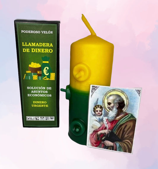 Velón Ritualizado Llamadera de Dinero – Para Prosperidad Rápida y Entradas Urgentes