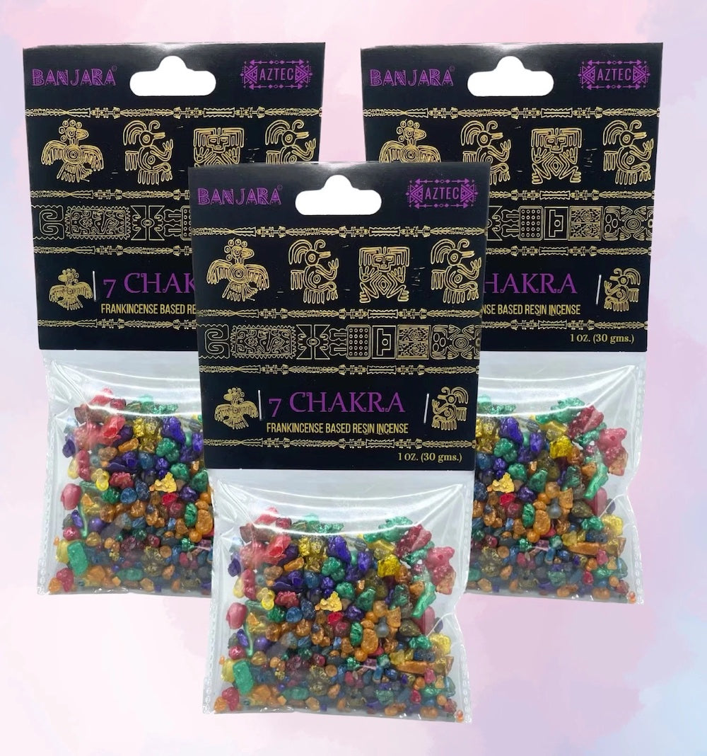 Pack 3x Incienso Resina de Árbol Banjara 7 Chakras - Incienso Natural Energético
